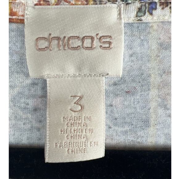 Chicos Patchwork Printed V Neck Size 3 - Picture 2 of 6